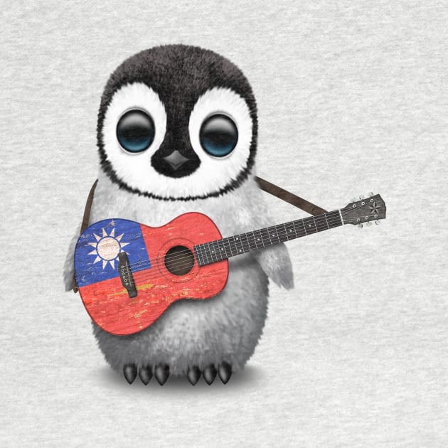 Baby Penguin Playing Taiwanese Flag Guitar by jeffbartels